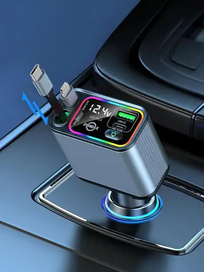NEW Retractable Car Charger USB C - 107W, View more