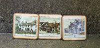 Three (3) PIMPERNEL ENGLAND COTTAGES COASTERS