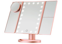 Miroir de maquillage lumineux LED X10 à trois volets pliable