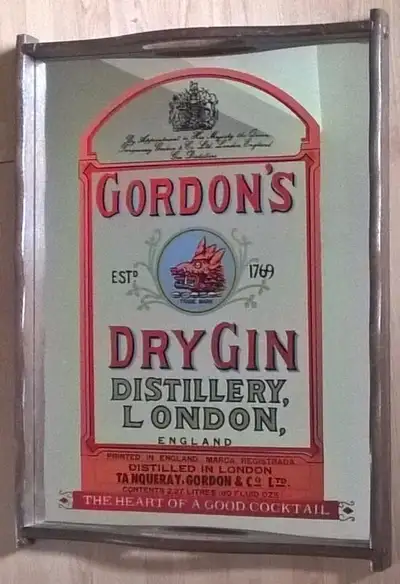 Vintage Gordon's Dry Gin Mirrored Wooden Serving Tray, View more