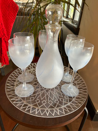 Chevrier Pettigrew Decanter and six glasses