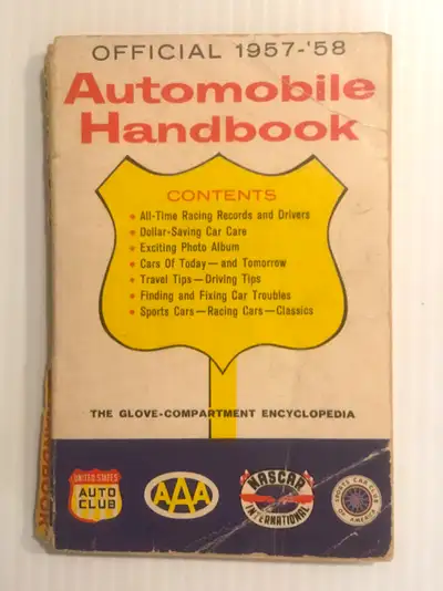 1957-58 Official Automobile Handbook: The Glove-Compartment Encyclopedia The front cover bears the c...