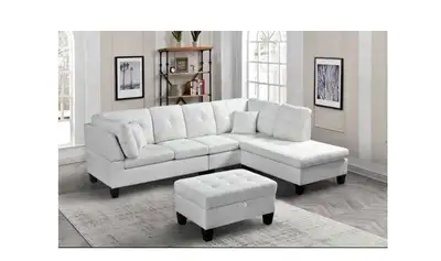 6-Seater Sofa – Leather & Fabric – Excellent Condition!, View more