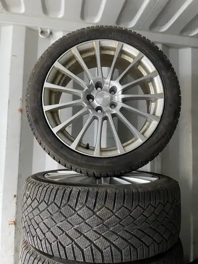 17" Subaru BRZ rims 215-45-17 continental Viking contact 7 winter tires. Rims I n good condition. Ti...