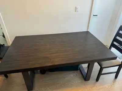 Dark wood top Dining table with 4 chairs , View more