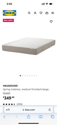 HAUGESUND Spring mattress, medium firm/dark beige, Queen