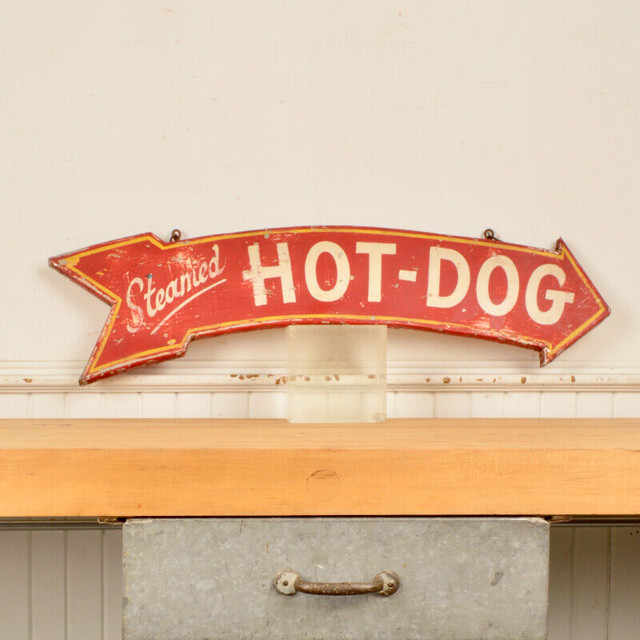 Vintage Two Sided, Hand Painted Steamed Hot Dog Sign in Arts & Collectibles in Napanee - Image 2
