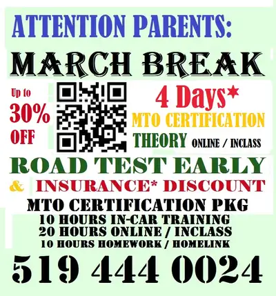 DRIVING SCHOOL march break special St Thomas central & area, View more