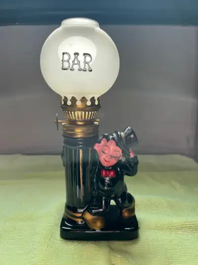 Vintage 1950 Drunk Man On Bar Pole Oil Lamp Made In Japan, View more