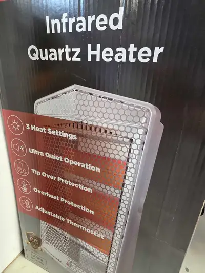 Keep cozy with this Infrared Quartz Heater, boasting 1500W of power and adjustable thermostat for pe...