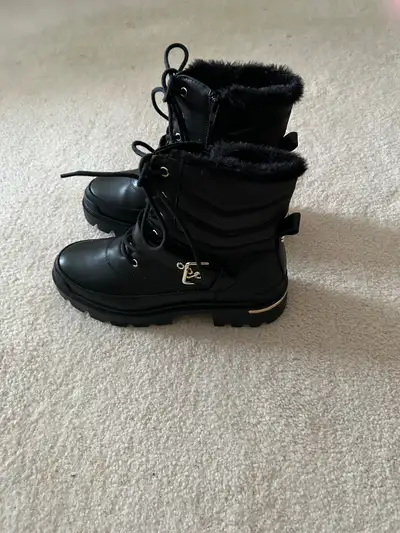 Aldo Ladies Black Leather Combat Boots, View more