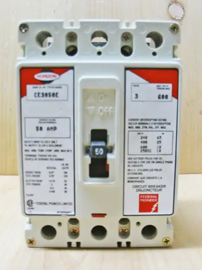 Up for sale is an obsolete FPE HORIZON CE3050E, 50 AMP, 3 POLE, 600 VAC MAX. THERMAL MAGNETIC TRIP M...