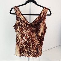 Sole Women's Leopard Print Cowl Neck Sleeveless Blouse (Size M)