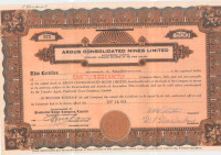 Scripophily - Argus Consolidated Mines Share Certificates