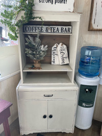 Antique cabinet coffee bar 