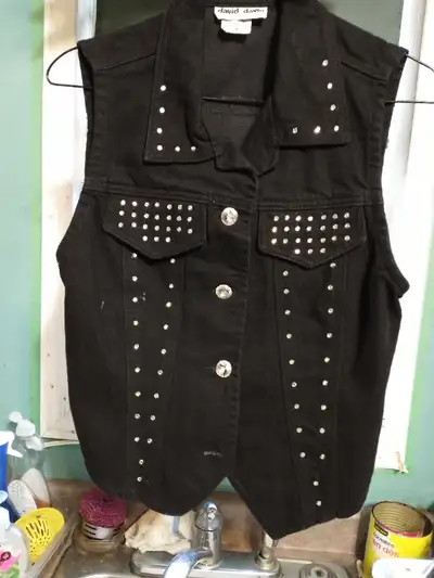 2 vintage western style vests for sale, lots of rhinestones on the first one, also western style top...