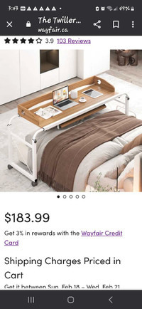 Table for over most size bed