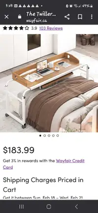 Table for over most size bed