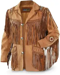 Men's Traditional Cowboy Western Leather Jacket Coat