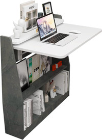 NEW: Wall Mounted Drop-Leaf Table, Desk with Cabinet