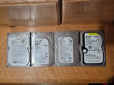 Offering 4 of SATA and 2 of PATA PC hard drives. All recently formatted and tested. SATA 1 of 1.5TB...