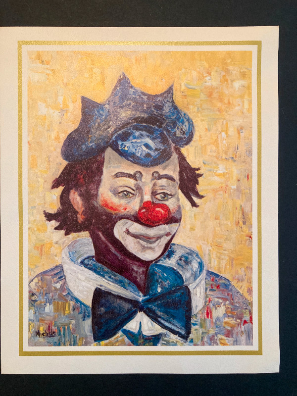 Vintage Clown Print By Michele Lithograph Wall Art 1960s 8"x10" in Arts & Collectibles in Edmonton