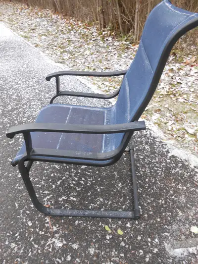 Navy blue lawnchair black aluminum  frame, View more