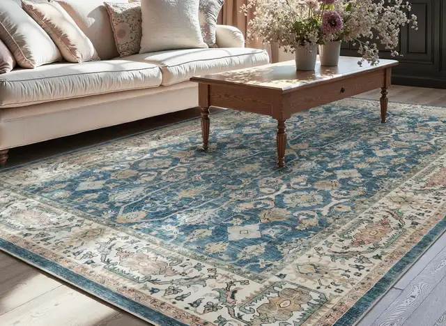 Vintage-Style Area Rug in Soft Teal, Ivory, and Sand in Rugs, Carpets & Runners in Ottawa - Image 3
