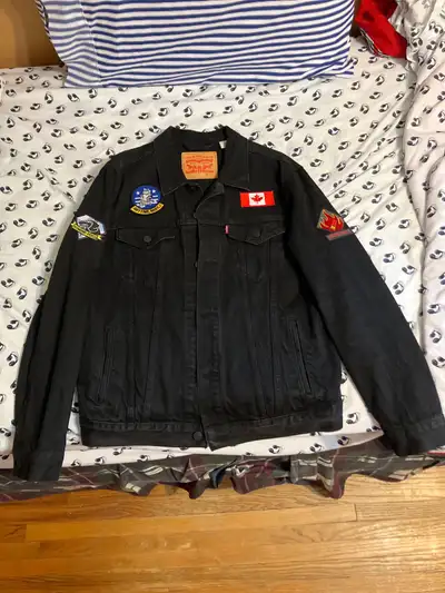 Custom Levi’s Jean Jacket W/ Patches Black Large, View more
