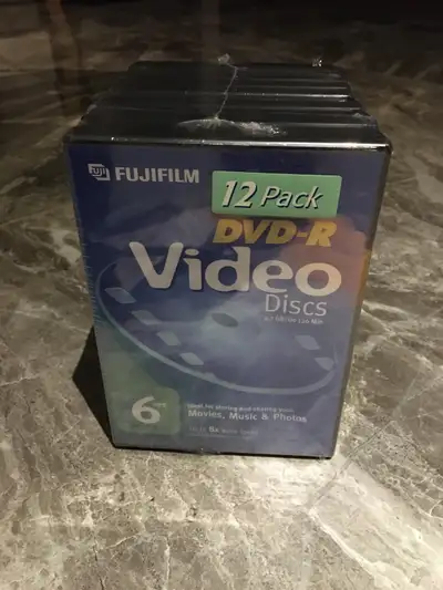 12x FUJIFILM DVD-R Video Discs with standard size DVD boxes 4.7GB / 120 Min 6HRS IN EP MODE Ideal fo...