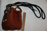 WOVEN PURSE from AFRICA lined with straps 7 x 7" sachel