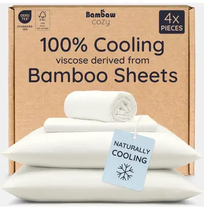 Brand New 4pcs Bamboo King Size Bed Sheets Set/Ivory, View more