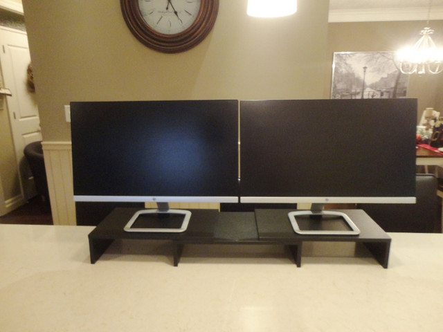 Fully Adjustable Dual Computer Monitor Wood Black Riser Stand in Other in Kitchener / Waterloo - Image 4