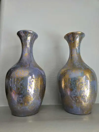 RARE CZECH ART DECO TWIN VASES SET OF 2 FANTASTIC SHAPE, View more