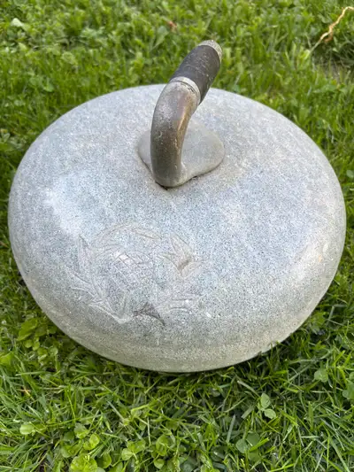 Antique Scottish Granite Curling Stone - Engraved Thistle, View more