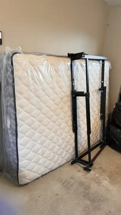 Premium Queen Mattress + Metal Bed Frame (7/10 Condition), View more