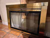 Masonry Fireplace frame with doors screen