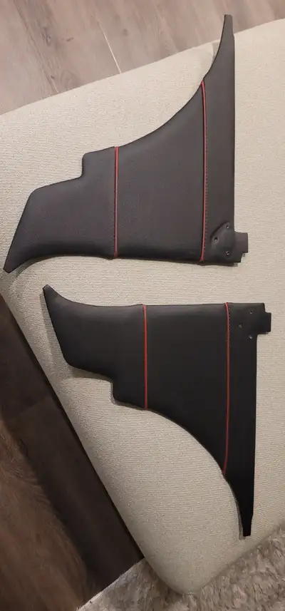 Side panels by jump seat for MGB convertible. Black vinyl, red piping Excellent condition Cash only