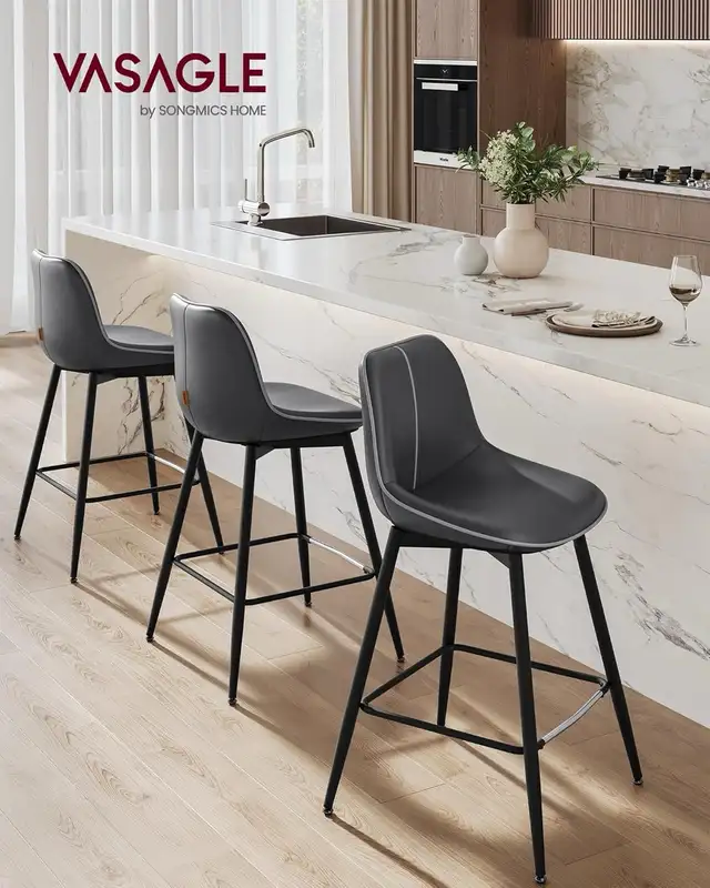 Counter Height Bar Stool with Back, Ergonomic Backrest, Synthet in Chairs & Recliners in Markham / York Region - Image 5