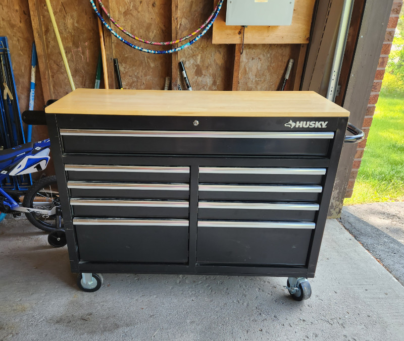 [pending p/u]Husky Wood-Top Tool Chest/Mobile Workbench | Tool Storage ...