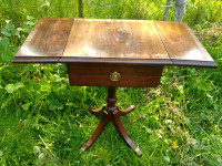 Antique Drop Leaf Brandt Table with 1 Drawer 12X25X23"