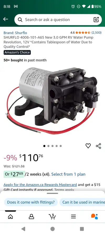 Pentair SHURFLO 4008-101-A65 New 3.0 GPM RV Water Pump Revolution, 12V *Contains Tablespoon of Water...