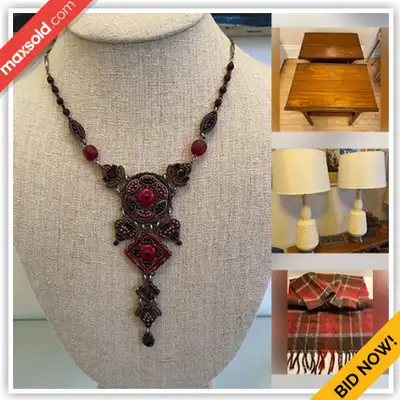 WHAT IS IN THIS AUCTION? This online auction features costume jewelry, teak furniture, Barbicraft, b...