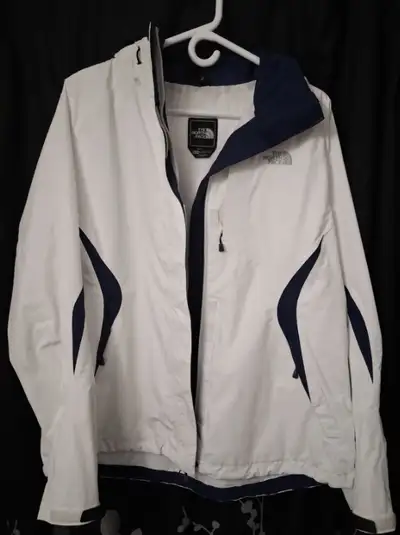 North Face Hyvent White/Blue Hooded Jacket Size XL, View more