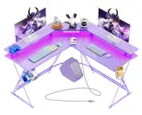 Purple L-shape Gaming Desk 