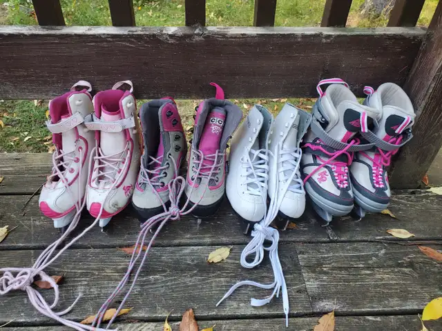 4 paires patins de glace fille taille 2 girl’s ice skates 4 pair in Skates & Blades in Laurentides - Image 2