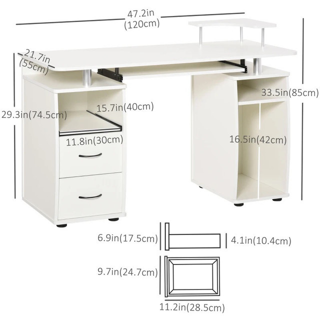 Nice computer desk with drawers and keyboard tray in Desks in Markham / York Region - Image 3