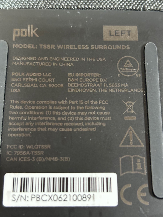 Polk :TSSR  Wireless Surrounds - pair in Speakers in Cambridge - Image 3