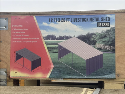 12’ x 20’ Galvanized Metal Livestock Shed, 240 Sq-Ft, 27 GA STEE, View more