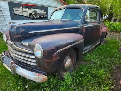 1946 Ford Deluxe Coupe 239 flat head V8 engine 3 speed manual on the column. Car runs great and driv...